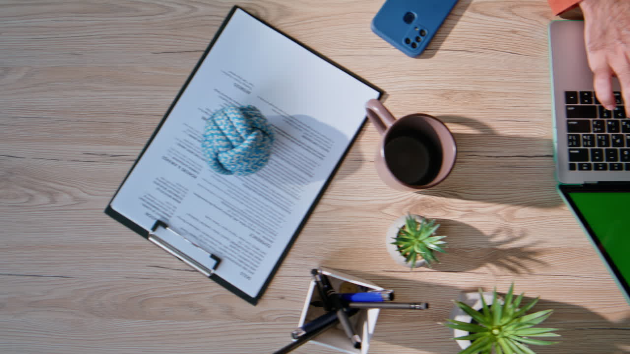 Entrepreneur hands writing email at green screen laptop at office closeup top