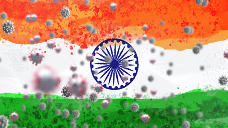 composition of covid 19 cells over indian flag