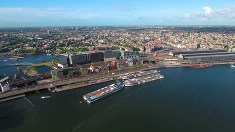 city aerial view over amsterdam