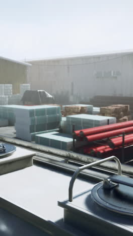 almacenamiento de materiales de construcción y tanques de combustible