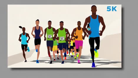 a group of stylized runners participating in a 5k race