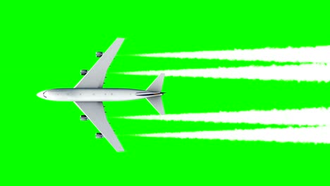 representación por computadora del avión jumbo jet volador con pantalla verde