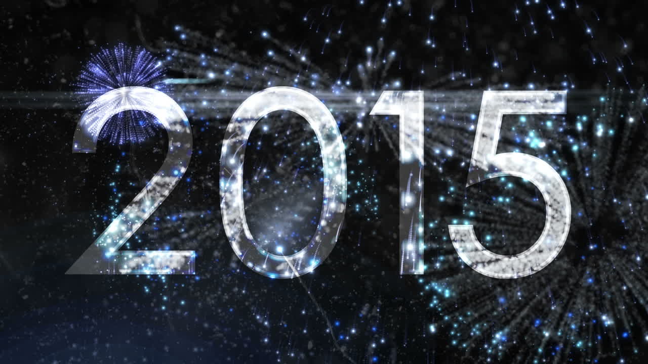 Seamless colourful fireworks exploding with 2015