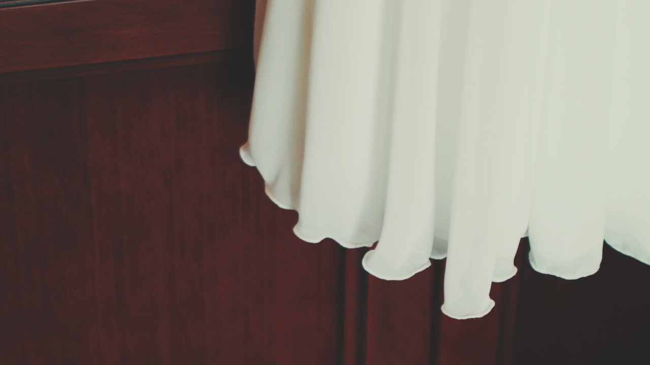 Close-up of Rippled Wedding Dress Fabric