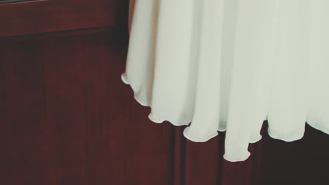close-up of rippled wedding dress fabric