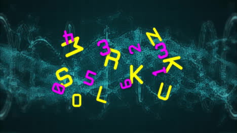 animación de letras que se mueven sobre la cadena de adn