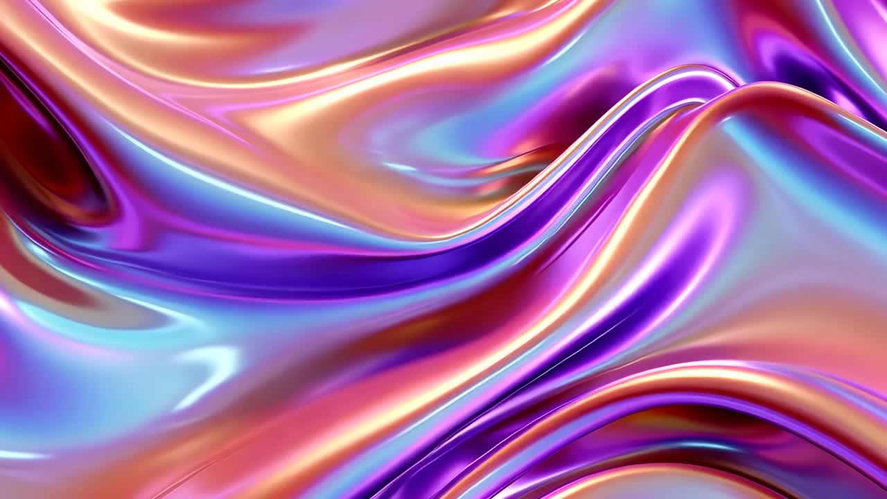 A mesmerizing close-up of iridescent, flowing silk-like textures in vibrant colors