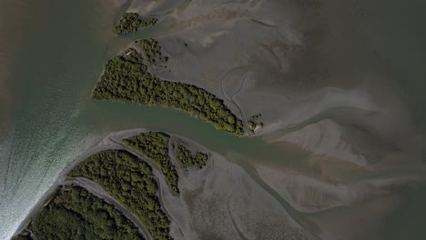 bird's eye view of channel flowing to the wooloweyah lagoon in nsw, australia