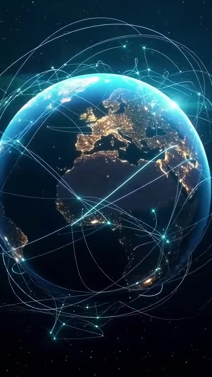 Digital Earth Globe with Global Network Connections