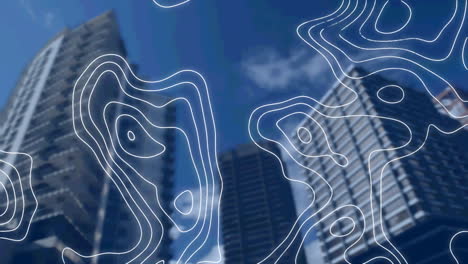 animación de isohypses que se mueven sobre edificios comerciales