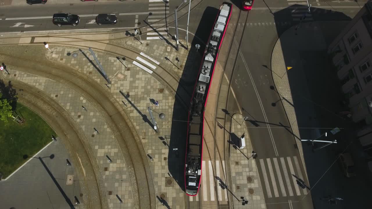 Bird Eye View of Street Car in Transfer Center