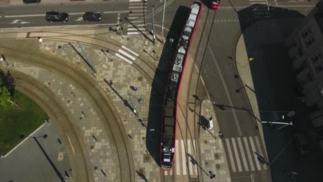 bird eye view of street car in transfer center