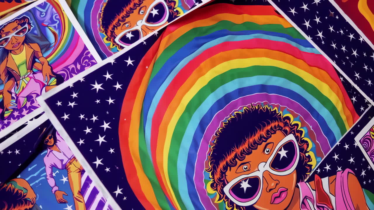 Vibrant Pop Art Illustrations with Rainbows and Stars