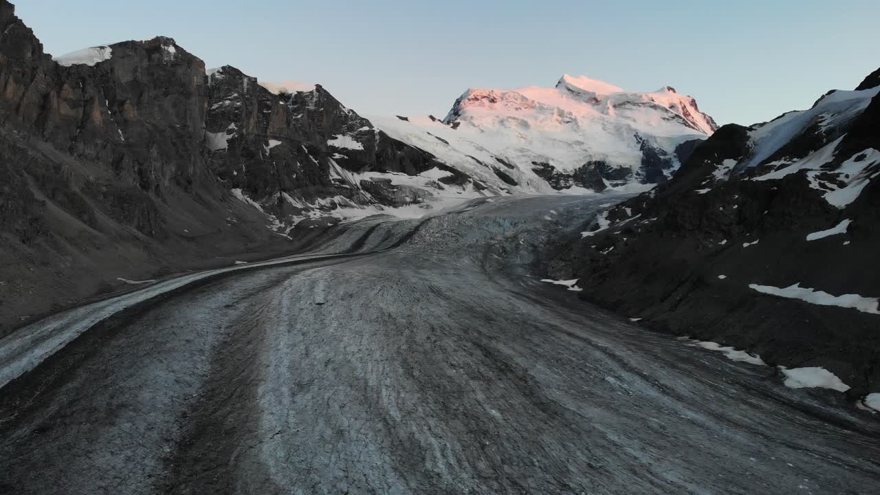 Dusk over Corbassiere Glacier in Valais, Switzerland