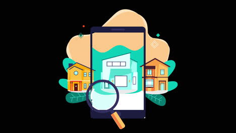 búsqueda inmobiliaria en línea en el teléfono inteligente