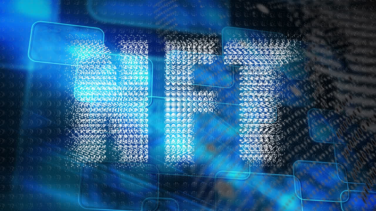 Animation of nft text over data processing