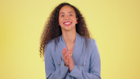 Face,-black-woman-and-applause-for-celebration