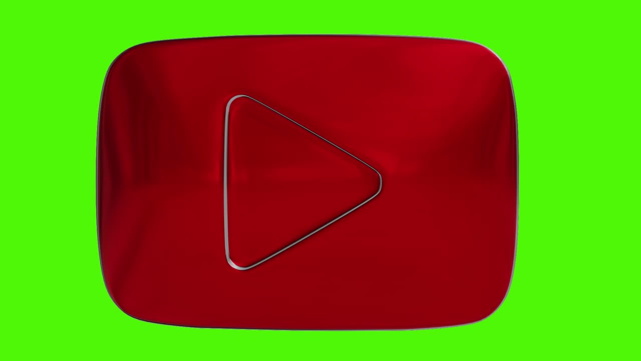 3d youtube button on a green background