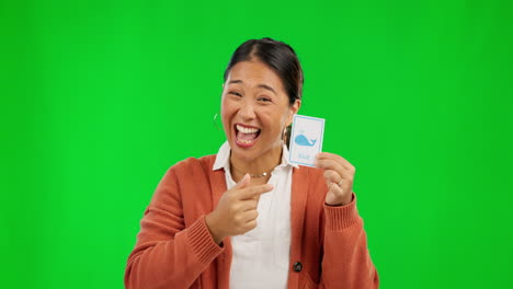 Portrait,-woman-and-school-teacher-on-green-screen