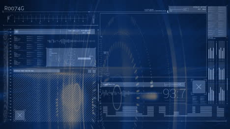 animation of data processing on blue background