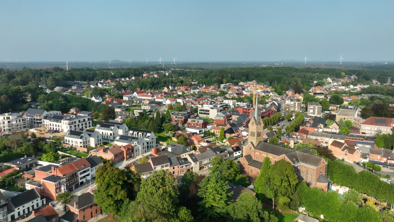 Lummen City Aerial View on a Sunny Day - Belgian Town in Limburg