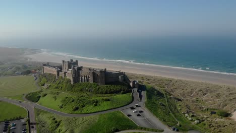 View from above of Bamburgh Castle in Northumberland