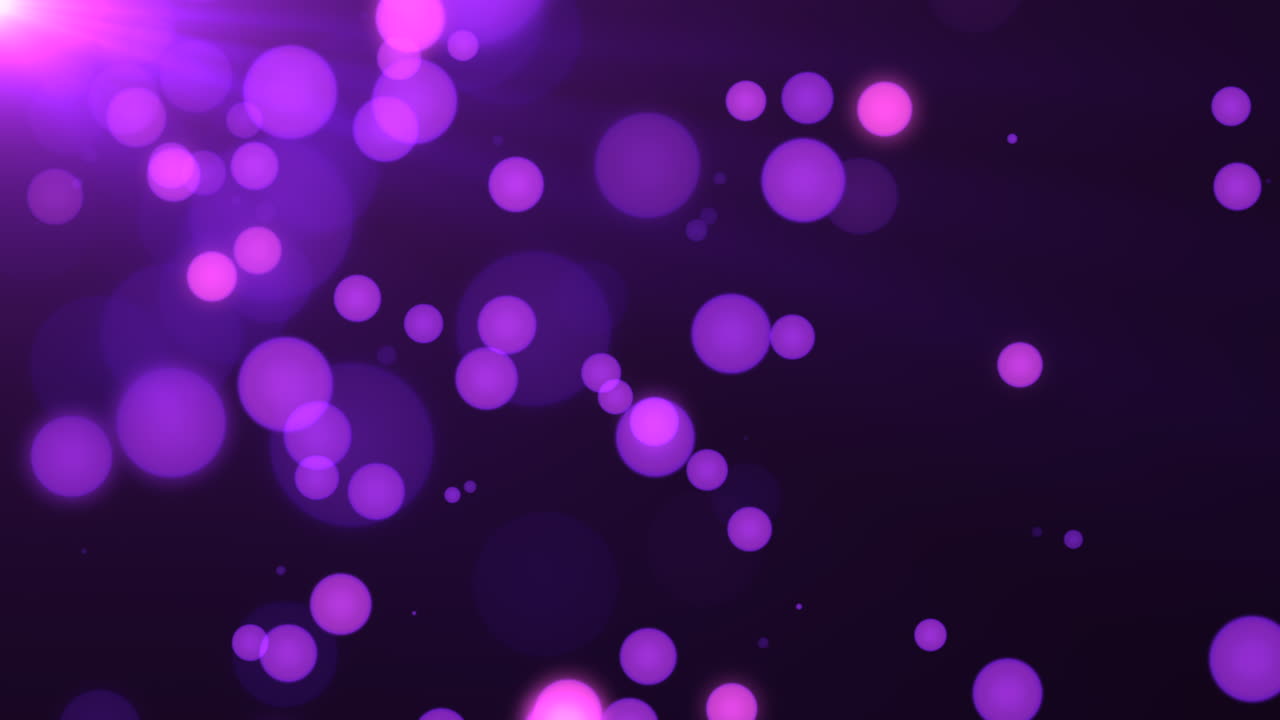 Premium stock video - Motion and fly purple particles and round bokeh ...