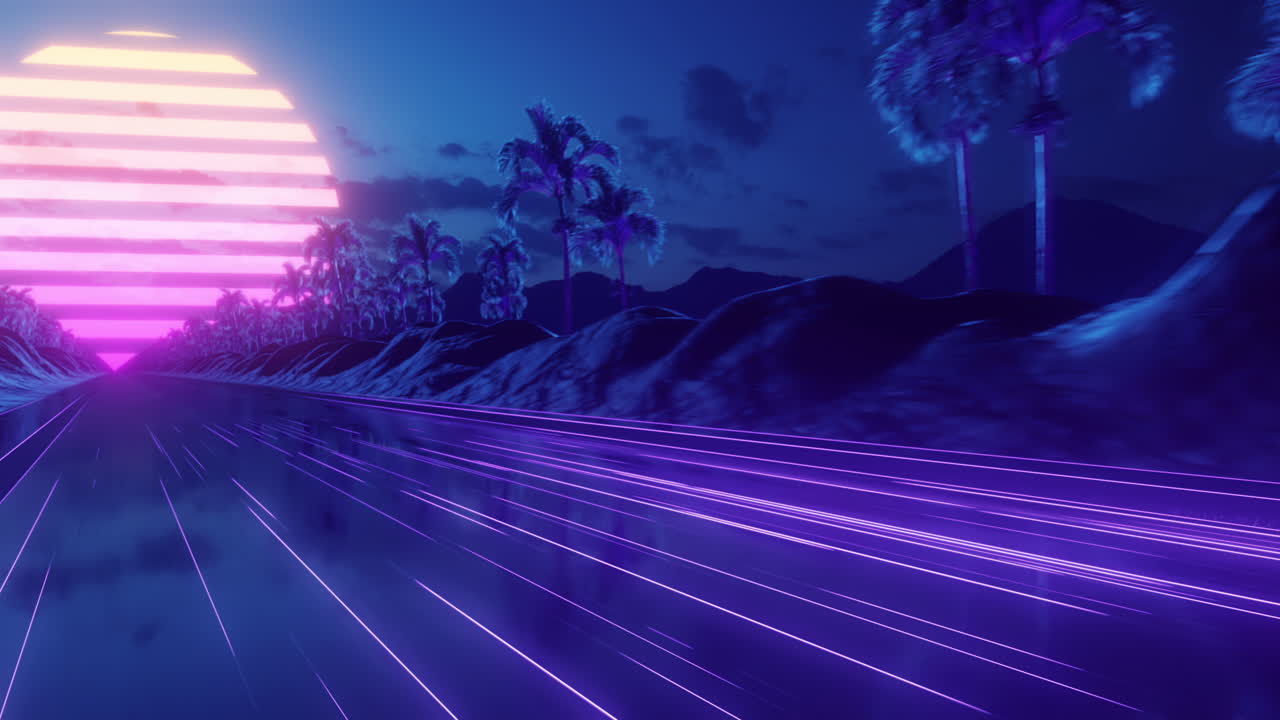 Sfondo in loop: stile neon retro wave anni '80