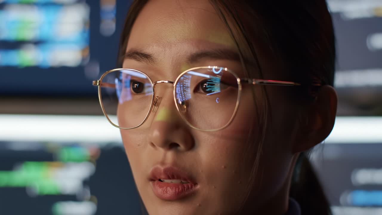 Focused Analysis: A Tech Professional Overseeing Critical Data in a Digital Environment, Capturing Emotions of Concentration and Insight