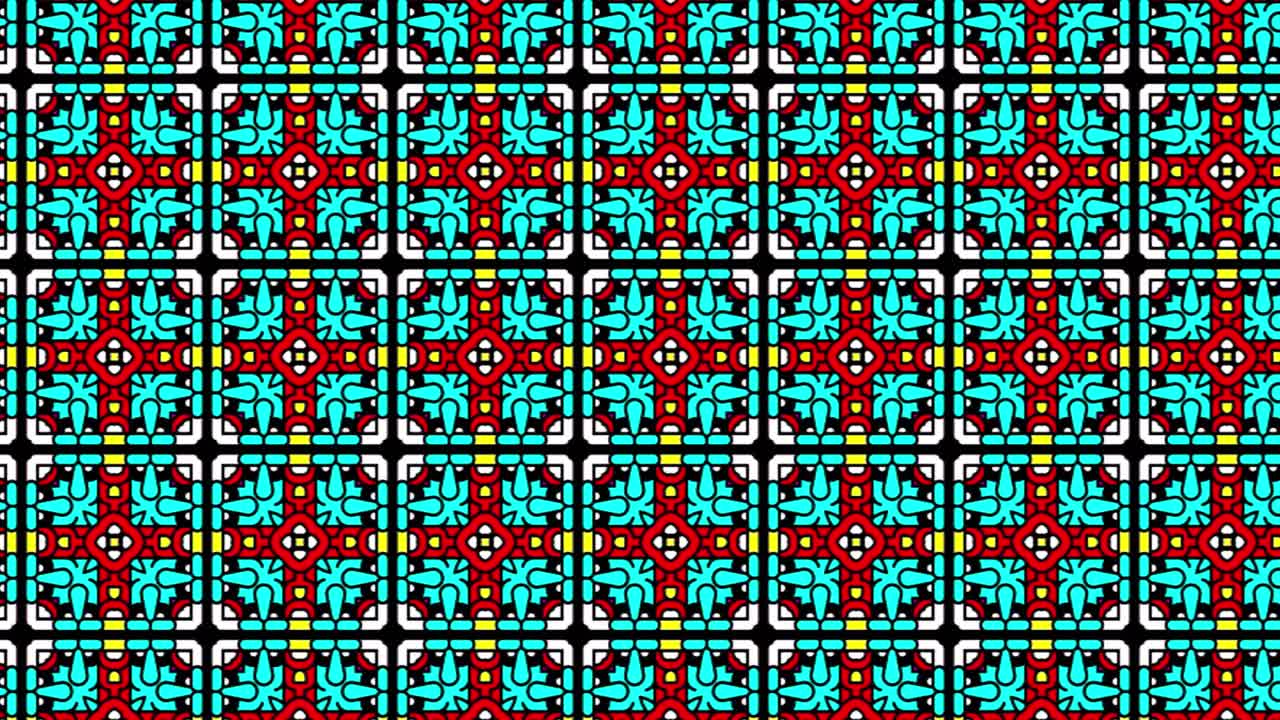 diapositiva de patrón de mosaico colorido en tonos rojo, amarillo y azul cian