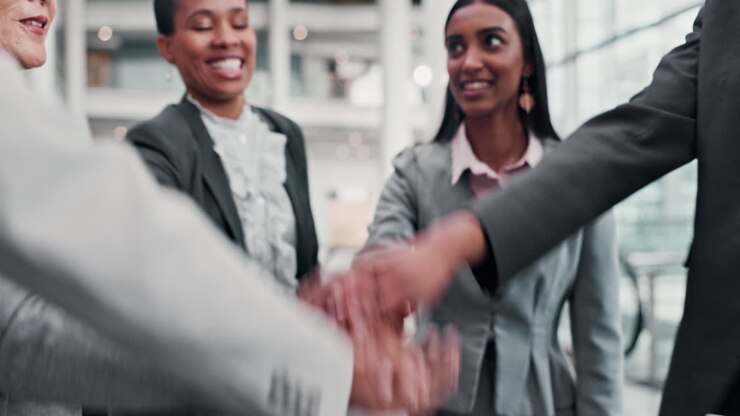 Business people, hands stack
