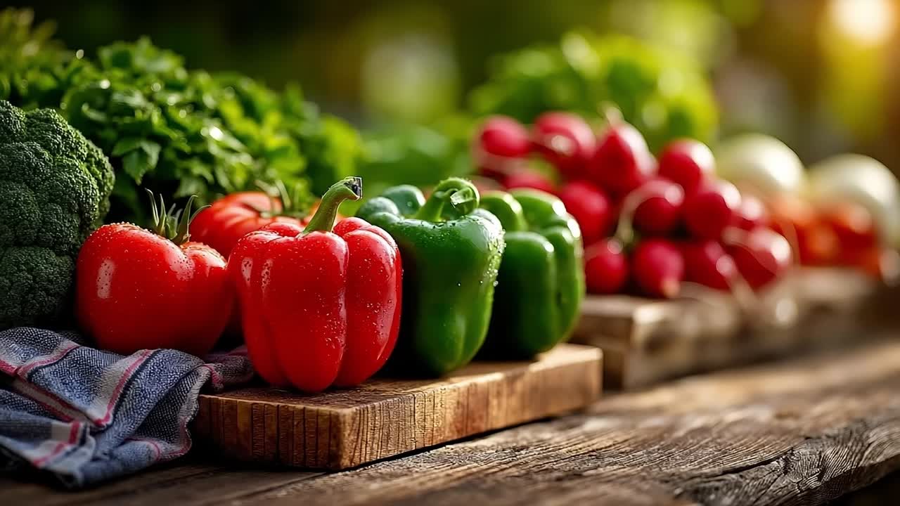 A bunch of fresh vegetables sitting on top of a wooden table