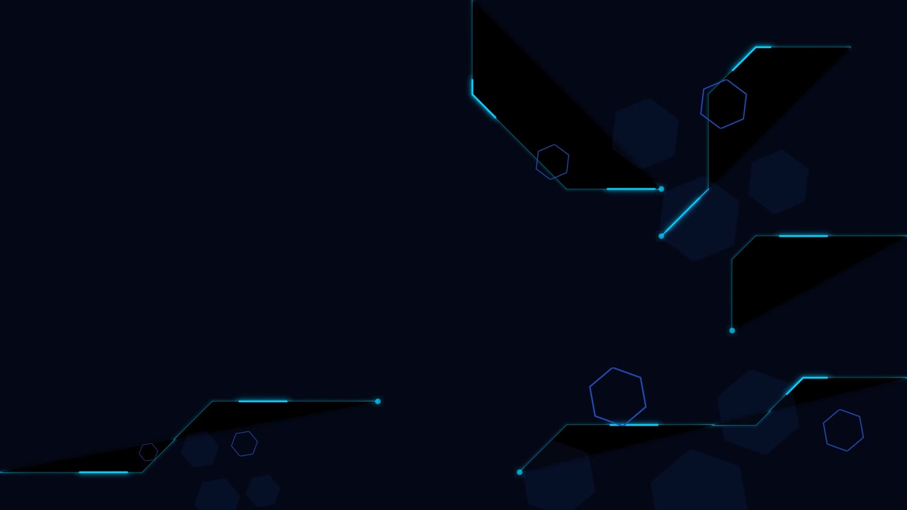 Abstract Digital Background with Glowing Blue Hexagons and Geometric Shapes