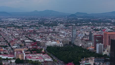telephoto drone shot of mexico city's historic center