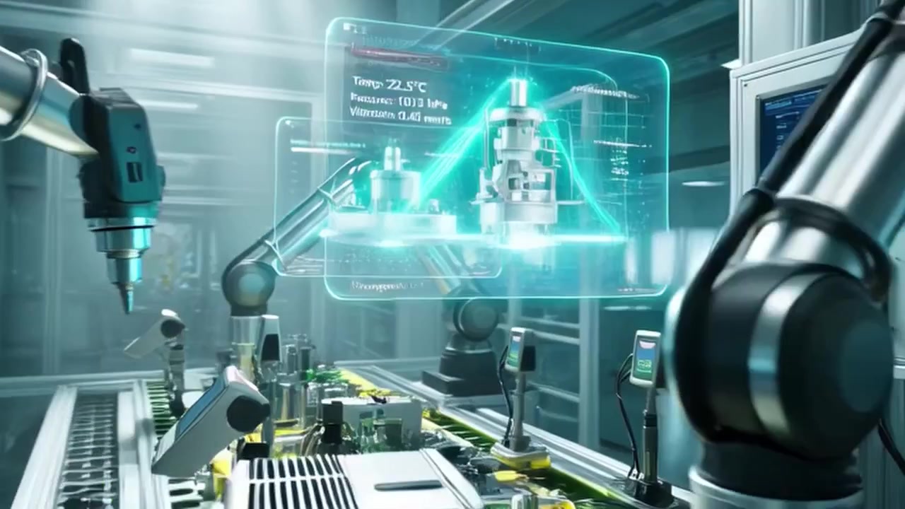 Robotic Arms Assembling Precision Components in High-Tech Laboratory