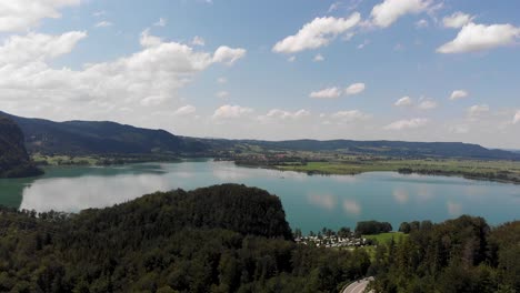 A-drone-shot-of-a-lake-by-the-forest-in-Germany
