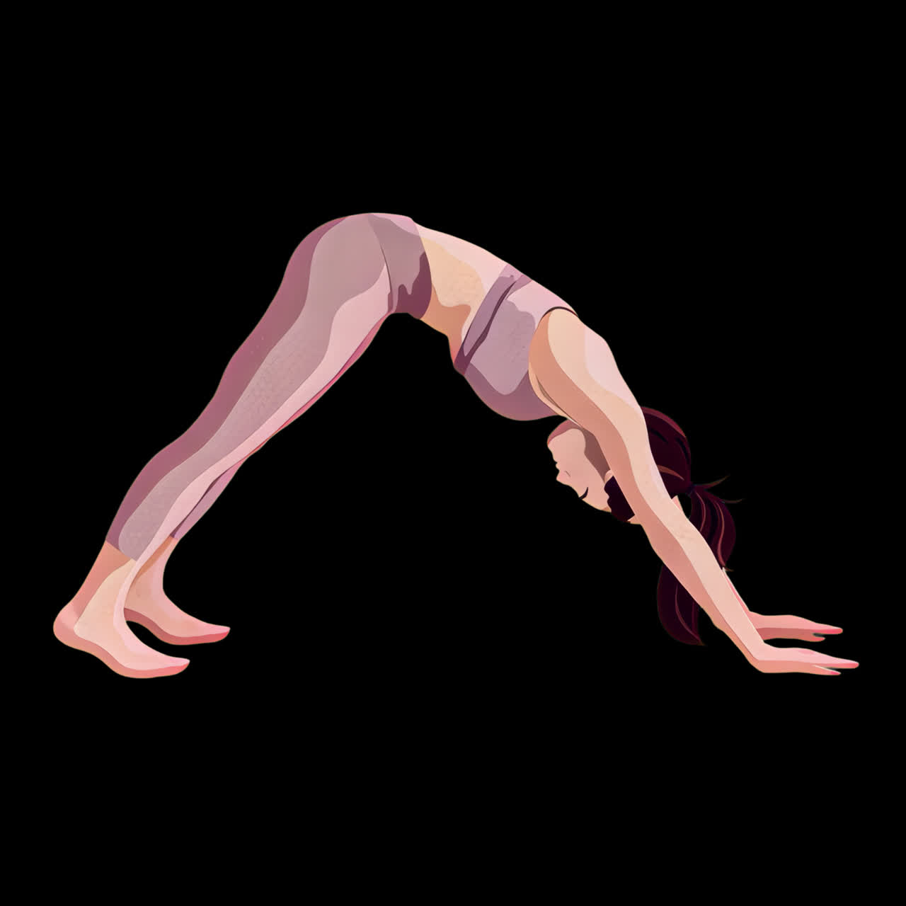 Frau in Yoga-Pose-Animation, isolierte Ressource, transparentes 4K-Video, Alpha-Kanal, ProRes 4444