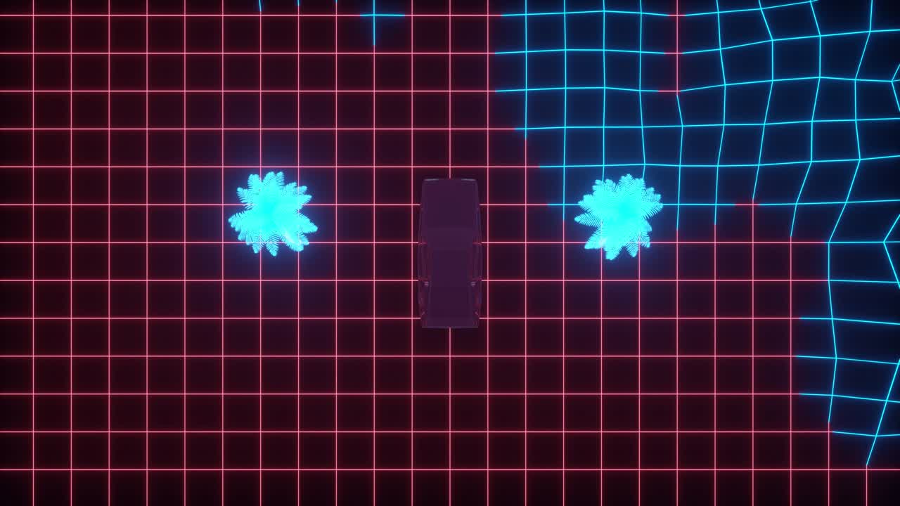 retro-futurista estilo de los años 80 fondo de coche de ciencia ficción. bucle sin costuras animación de video 3d