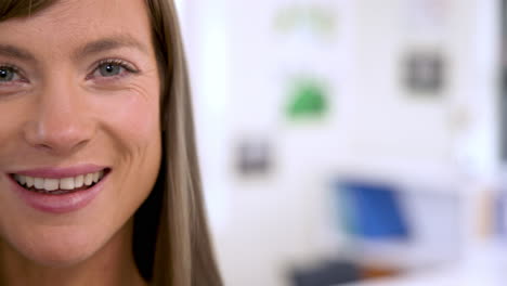 in classroom, woman smiling confidently, expressing positivity in close-up view, copy space