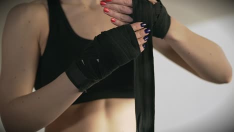 woman preparing for boxing training