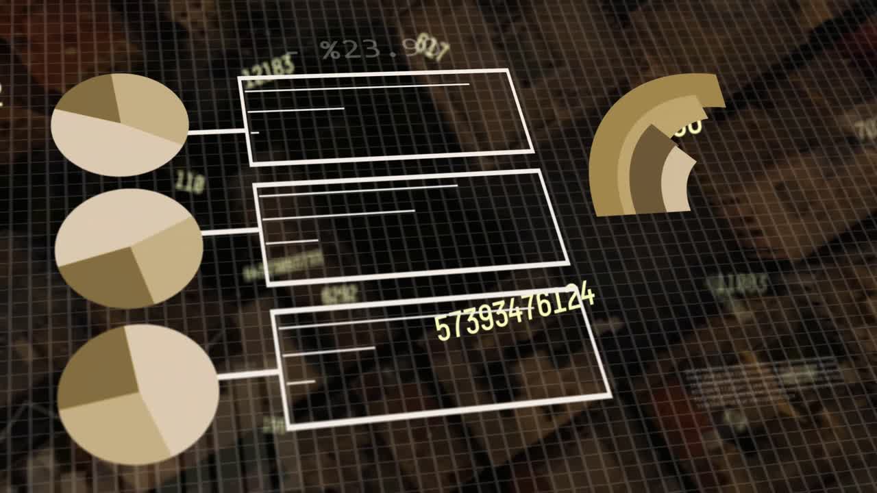 Animation of data processing over cityscape