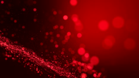 bucle sin costuras, fondo rojo-negro, firma digital con partículas brillantes, en forma de corazón, y áreas con profundidad de campo. las partículas son líneas de luz roja.
