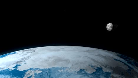 moon satellite around the planet earth in the outer space