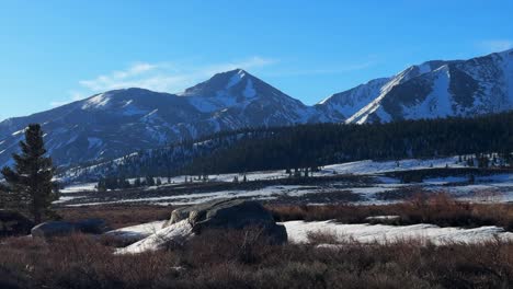 sherwin mountain range mammoth mountain lakes long valley caldera wheeler crest california blue sky early morning winter spring sherwin creek campground scenic nature landscape view static shot