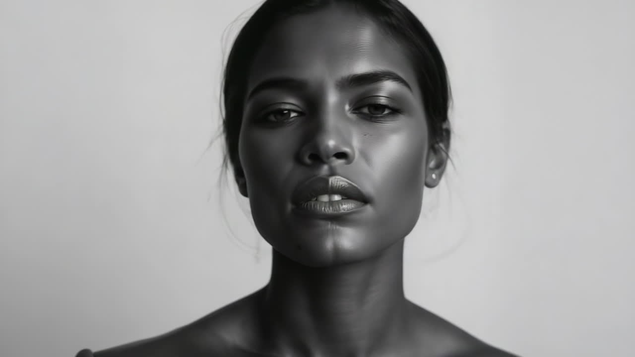 Retratos de beleza em preto e branco de uma mulher