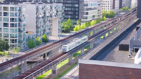 elevated train in modern city