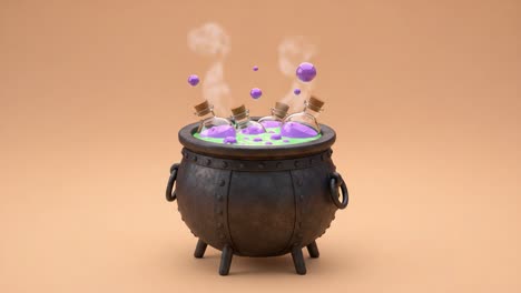 a mysterious cauldron bubbling with colorful potions, emitting wisps of steam and bubbles, perfect for enigmatic witchcraft and fantasy scenes