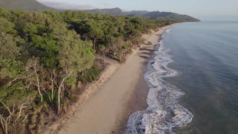 idyllic seascape at wangetti beach in north queensland, australia - aerial drone shot