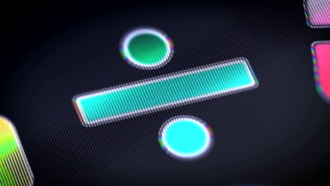 obelus icon on the screen. looping.