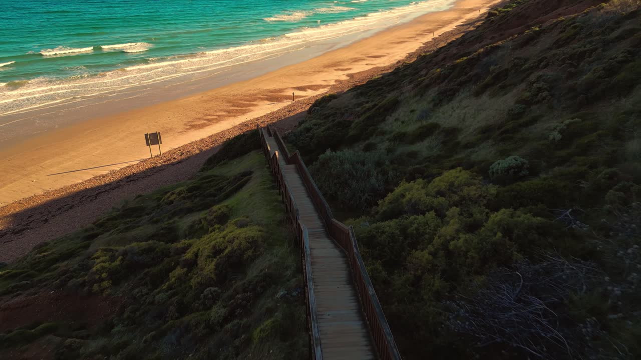 Aerial view of seascape along the vast beach on the South Coast during summer